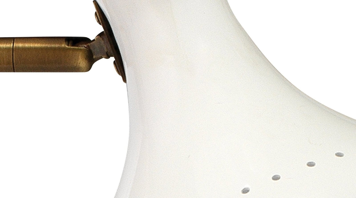 Pisa Swing Arm Floor Lamp in White Lacquer & Antique Brass Metal