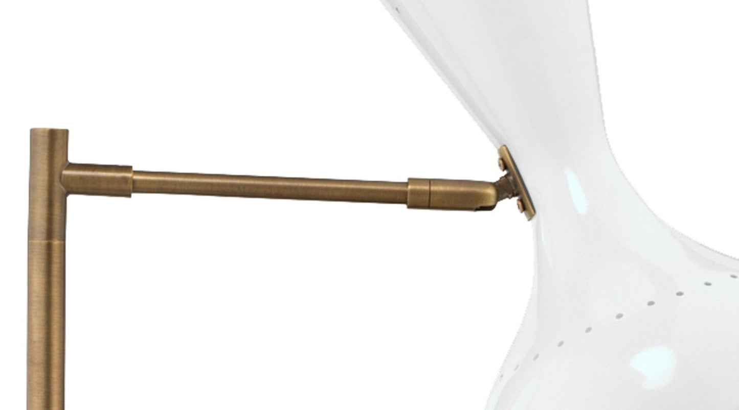 Pisa Swing Arm Table Lamp in White Lacquer & Antique Brass Metal