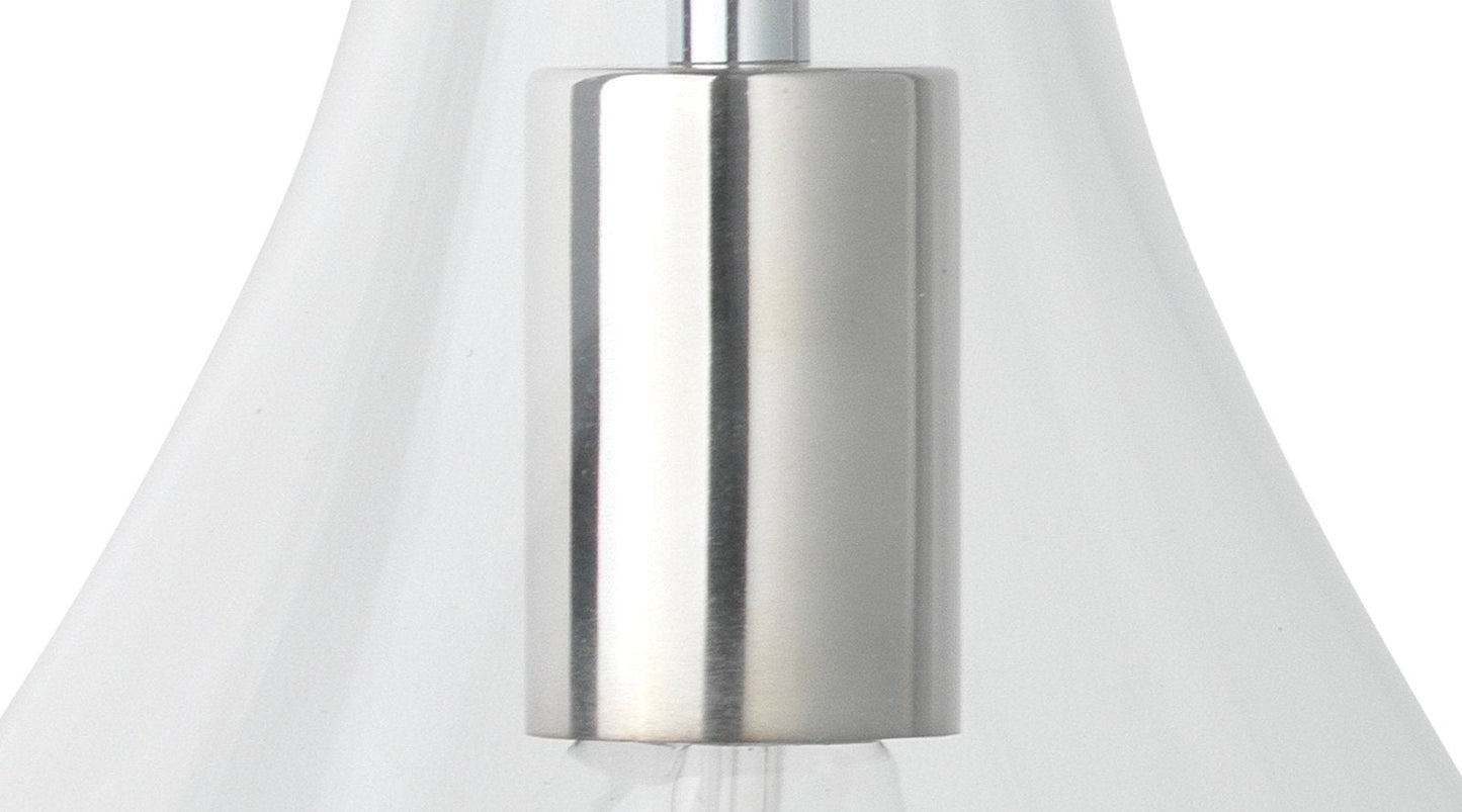 Tear Drop Hanging Wall Sconce in Clear Glass & Nickel Metal