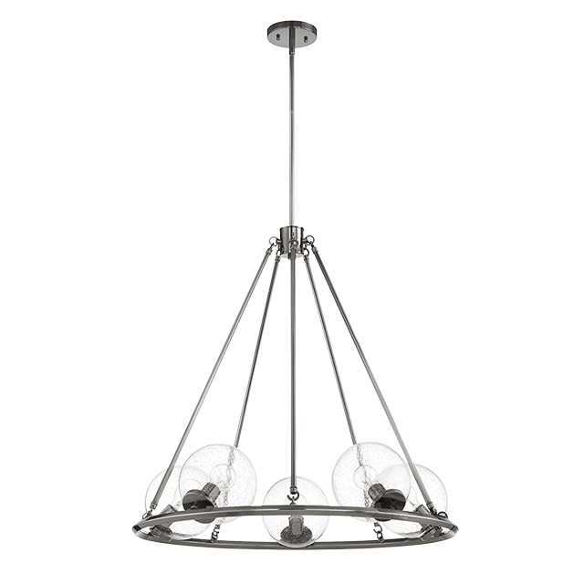 MESSIER 5-LT  CHANDELIER WITH CLEAR SEEDED GLASS