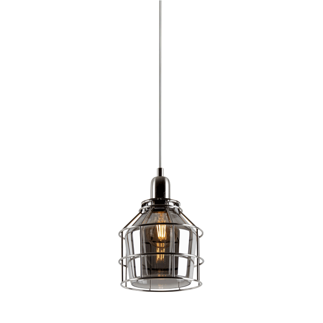 1LT 60W MB PLOVER SMOKY GLASS MINI-PENDANT