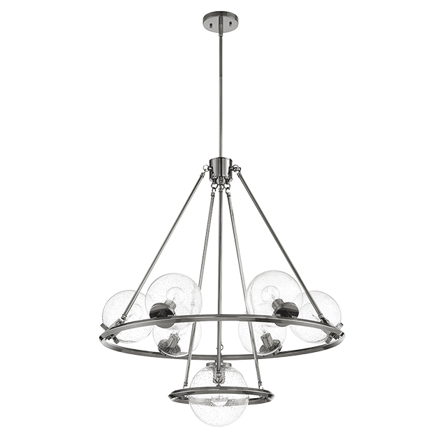 MESSIER 7-LT  CHANDELIER WITH CLEAR SEEDED GLASS