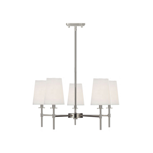 5LT MB REMI CHANDELIER WITH WHITE FABRIC SHADE