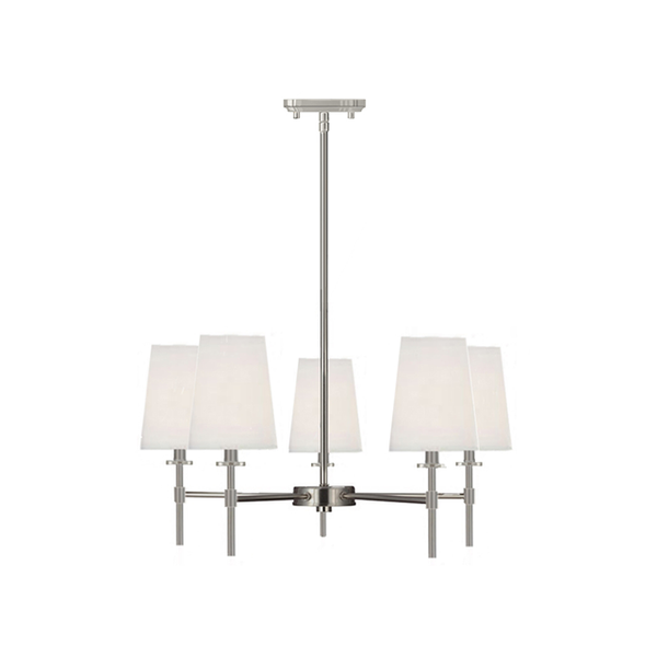 5LT MB REMI CHANDELIER WITH WHITE FABRIC SHADE