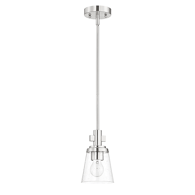 RIELLA 1LT MB MINI PENDANT WITH CLEAR SEEDED GLASS