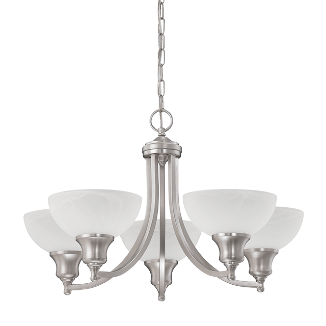 5 LIGHT ALTON CHANDELIER ALABASTER GLS SN