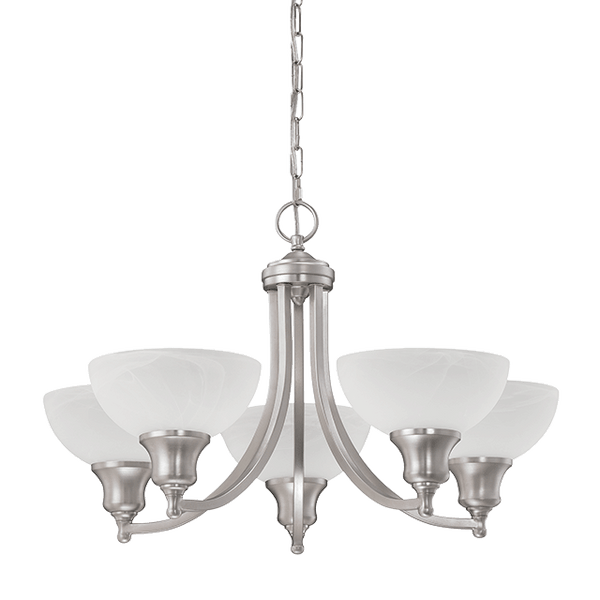 5 LIGHT ALTON CHANDELIER ALABASTER GLS SN