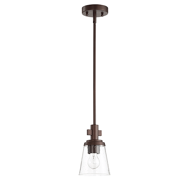 RIELLA 1LT MB MINI PENDANT WITH CLEAR SEEDED GLASS