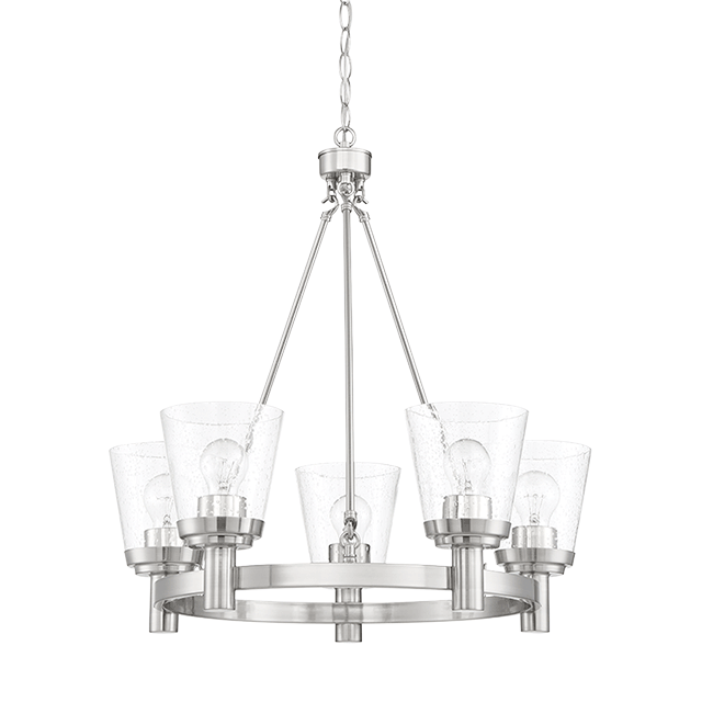 RIELLA 5LT MB CHANDELIER WITH CLEAR SEEDED GLASS