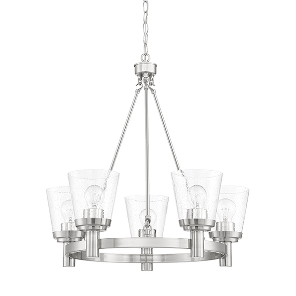 RIELLA 5LT MB CHANDELIER WITH CLEAR SEEDED GLASS