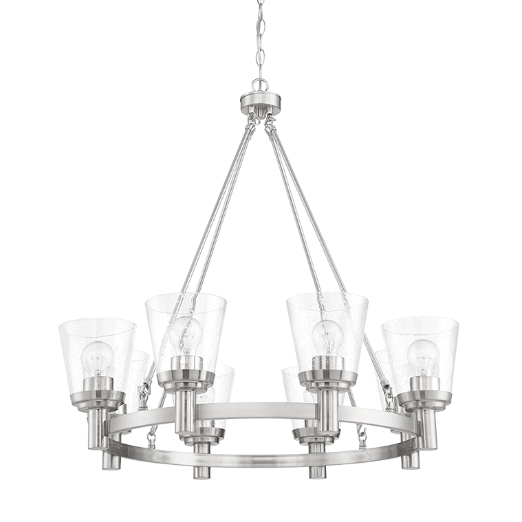 RIELLA 8LT MB CHANDELIER WITH CLEAR SEEDED GLASS