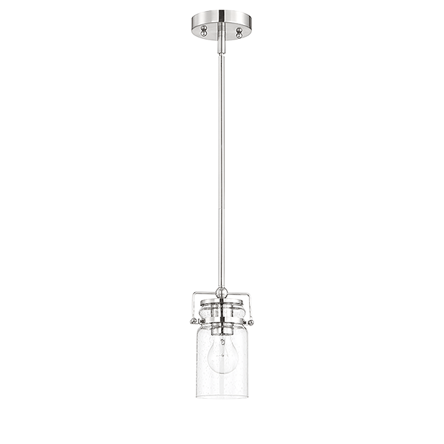 QAIRO 1LT MB MINI PENDANT WITH CLEAR SEEDED GLASS