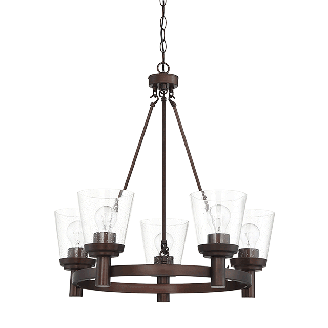 RIELLA 5LT MB CHANDELIER  WITH CLEAR SEEDED GLASS