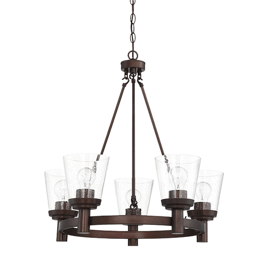 RIELLA 5LT MB CHANDELIER  WITH CLEAR SEEDED GLASS