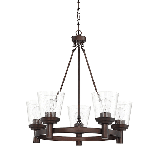 RIELLA 5LT MB CHANDELIER  WITH CLEAR SEEDED GLASS