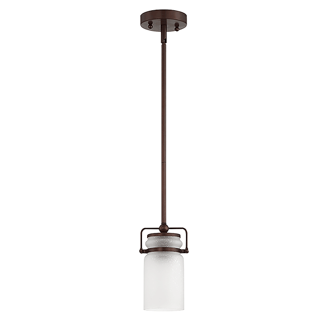 QAIRO 1LT MB MINI PENDANT WITH FROSTED SEEDED GLASS