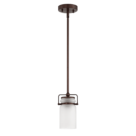 QAIRO 1LT MB MINI PENDANT WITH FROSTED SEEDED GLASS