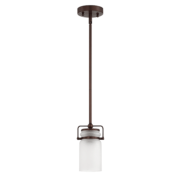 QAIRO 1LT MB MINI PENDANT WITH FROSTED SEEDED GLASS