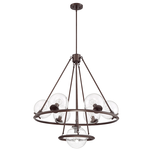 MESSIER 7-LT  CHANDELIER WITH CLEAR SEEDED GLASS