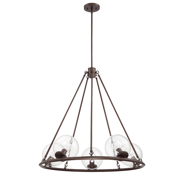 MESSIER 5-LT  CHANDELIER WITH CLEAR SEEDED GLASS