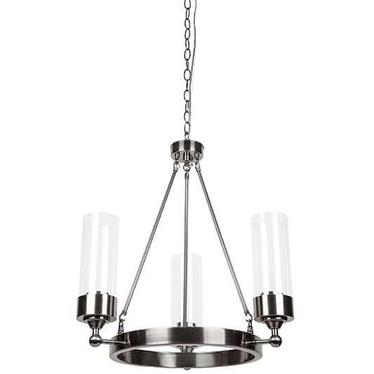 ESQUIRE 3LT CHANDELIER WITH CLEAR GLASS MB