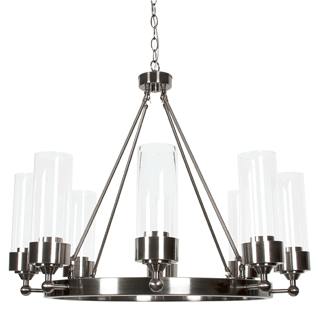 ESQUIRE 8LT CHANDELIER WITH CLEAR GLASS MB