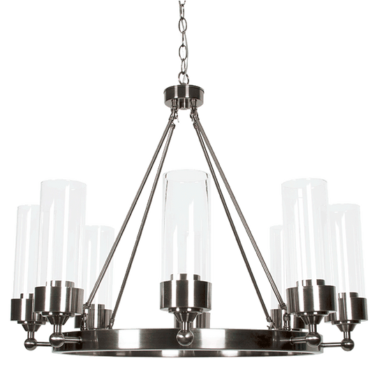 ESQUIRE 8LT CHANDELIER WITH CLEAR GLASS MB