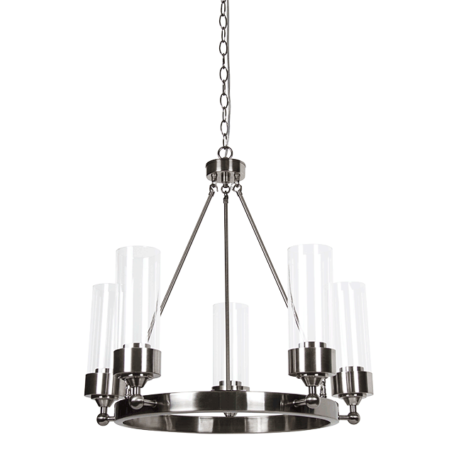 ESQUIRE 5LT CHANDELIER WITH CLEAR GLASS MB