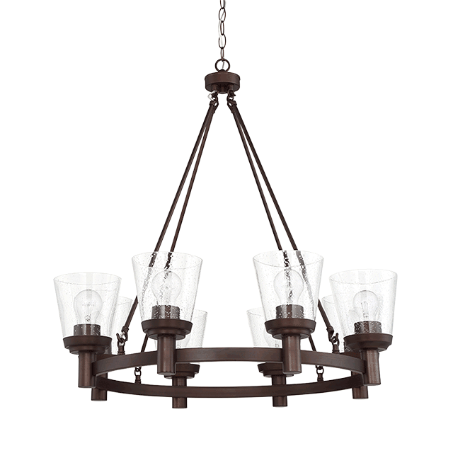 RIELLA 8LT MB CHANDELIER WITH CLEAR SEEDED GLASS