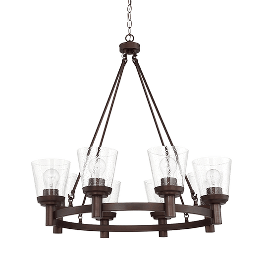 RIELLA 8LT MB CHANDELIER WITH CLEAR SEEDED GLASS