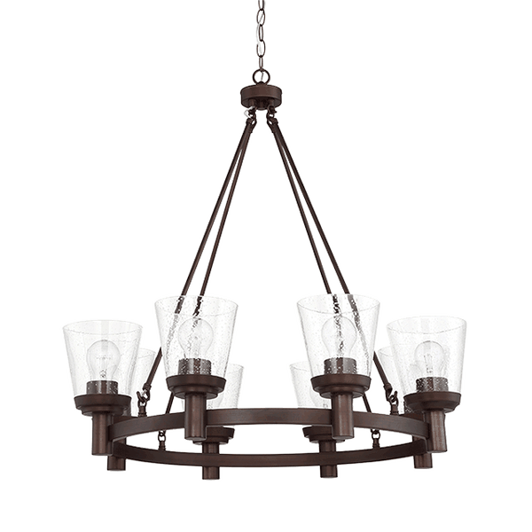 RIELLA 8LT MB CHANDELIER WITH CLEAR SEEDED GLASS