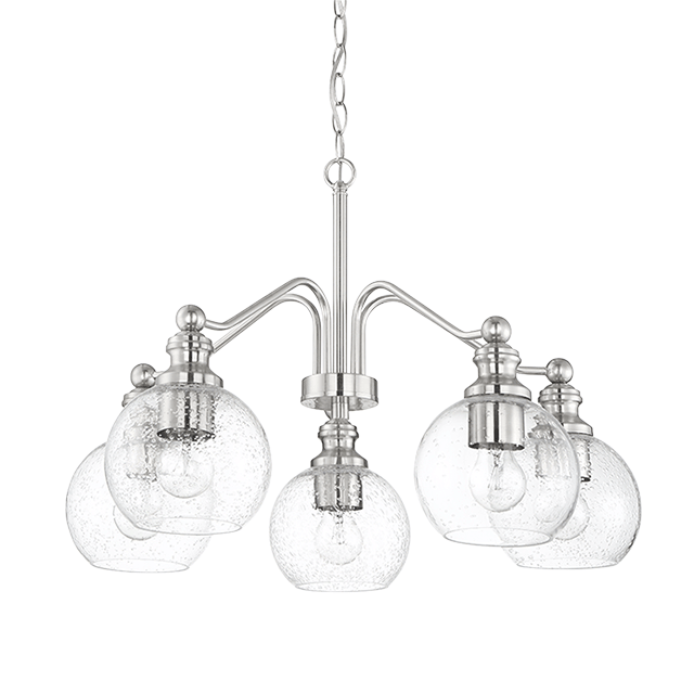 ORIANA 5LT MB CHANDELIER WITH CLEAR SEEDED GLASS