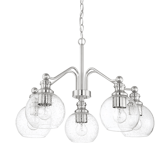 ORIANA 5LT MB CHANDELIER WITH CLEAR SEEDED GLASS