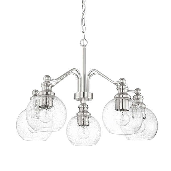 ORIANA 5LT MB CHANDELIER WITH CLEAR SEEDED GLASS